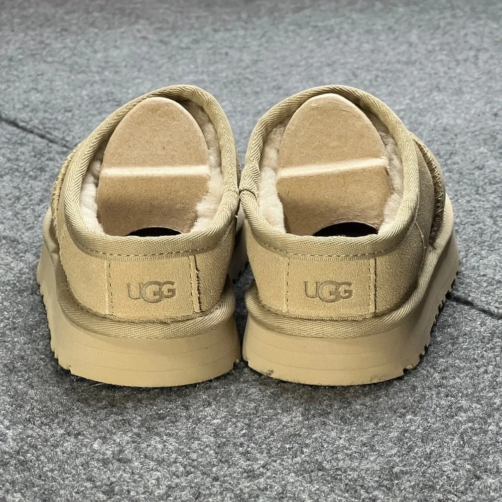 NIB UGG Bea Mary Jane Slippers Kids 4 Suede Sheepskin Wool Mustard Seed 1166552K